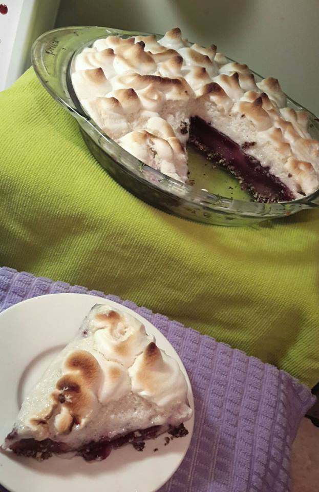 This is a marbled Meringue Pie.  I split filling recipe in half and used Fresh Blueberry Juice and Fresh Strawberry Juice (each half & half with fresh lemon juice)